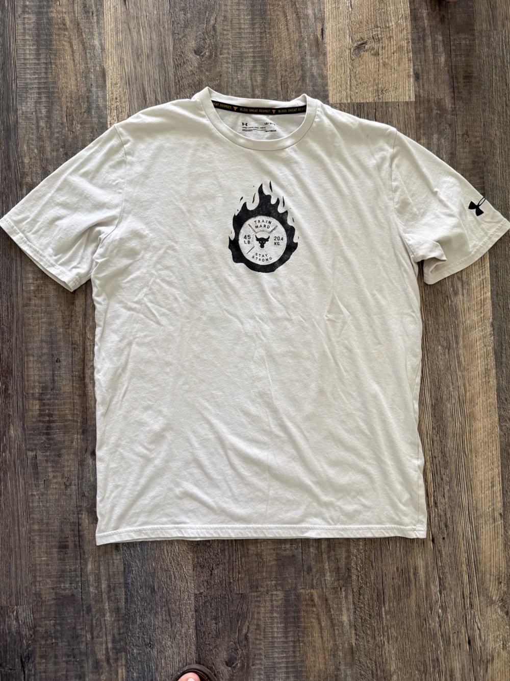 Under Armour White Graphic Flame Logo Short Sleeve Tee